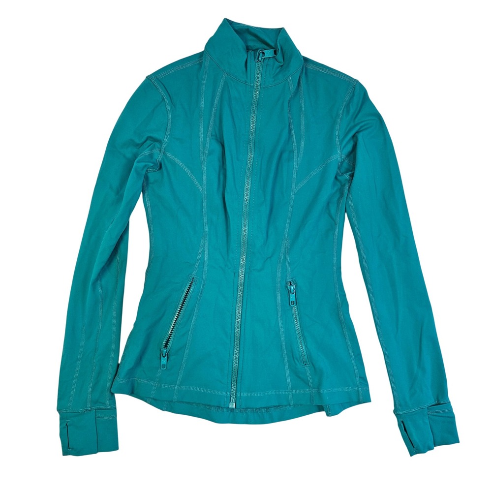 Kirkland Signature Womens Teal Full Zip Athletic Jacket Small Thumbholes 559033